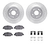 7312-58034 Drilled/Slotted Brake Rotor with 3000-Series Ceramic Brake Pads Kit & Hardware [Silver], Fits Select Acura/Honda, Pos - image 1