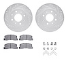 7312-59005 Drilled/Slotted Brake Rotor with 3000-Series Ceramic Brake Pads Kit & Hardware [Silver], 1982-1983 Acura/Honda, Posit - image 1
