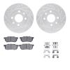 7312-59008 Drilled/Slotted Brake Rotor with 3000-Series Ceramic Brake Pads Kit & Hardware [Silver], 1983-1987 Acura/Honda, Posit - image 1