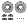 7312-59011 Drilled/Slotted Brake Rotor with 3000-Series Ceramic Brake Pads Kit & Hardware [Silver], 1988-1989 Acura/Honda, Posit - image 1