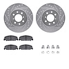 7312-59012 Drilled/Slotted Brake Rotor with 3000-Series Ceramic Brake Pads Kit & Hardware [Silver], 1994-1995 Acura/Honda, Posit - image 1