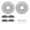 7312-59013 Drilled/Slotted Brake Rotor with 3000-Series Ceramic Brake Pads Kit & Hardware [Silver], 1990-2000 Acura/Honda, Posit - image 1