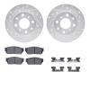 7312-59015 Drilled/Slotted Brake Rotor with 3000-Series Ceramic Brake Pads Kit & Hardware [Silver], 1984-1987 Acura/Honda, Posit - image 1