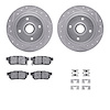 7312-59027 Drilled/Slotted Brake Rotor with 3000-Series Ceramic Brake Pads Kit & Hardware [Silver], 1985-1987 Acura/Honda, Posit - image 1