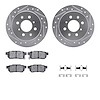 7312-59029 Drilled/Slotted Brake Rotor with 3000-Series Ceramic Brake Pads Kit & Hardware [Silver], 1988-2001 Acura/Honda, Posit - image 1