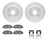 7312-59038 Drilled/Slotted Brake Rotor with 3000-Series Ceramic Brake Pads Kit & Hardware [Silver], 1998-2002 Acura/Honda, Posit - image 1