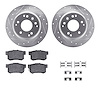 7312-59039 Drilled/Slotted Brake Rotor with 3000-Series Ceramic Brake Pads Kit & Hardware [Silver], 1991-1999 Multiple Makes/Mod - image 1