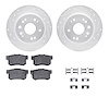 7312-59040 Drilled/Slotted Brake Rotor with 3000-Series Ceramic Brake Pads Kit & Hardware [Silver], 2002-2004 Acura/Honda, Posit - image 1