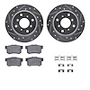 7312-59042 Drilled/Slotted Brake Rotor with 3000-Series Ceramic Brake Pads Kit & Hardware [Silver], 1992-1996 Acura/Honda, Posit - image 1