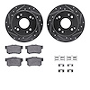 7312-59043 Drilled/Slotted Brake Rotor with 3000-Series Ceramic Brake Pads Kit & Hardware [Silver], 1992-1997 Acura/Honda, Posit