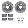7312-59044 Drilled/Slotted Brake Rotor with 3000-Series Ceramic Brake Pads Kit & Hardware [Silver], 1997-2015 Acura/Honda, Posit