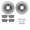 7312-59045 Drilled/Slotted Brake Rotor with 3000-Series Ceramic Brake Pads Kit & Hardware [Silver], 1998-2002 Acura/Honda, Posit - image 1