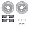 7312-59046 Drilled/Slotted Brake Rotor with 3000-Series Ceramic Brake Pads Kit & Hardware [Silver], 1997-2006 Acura/Honda, Posit - image 1