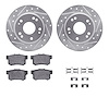 7312-59047 Drilled/Slotted Brake Rotor with 3000-Series Ceramic Brake Pads Kit & Hardware [Silver], 2003-2008 Acura/Honda, Posit