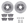 7312-59050 Drilled/Slotted Brake Rotor with 3000-Series Ceramic Brake Pads Kit & Hardware [Silver], 2011-2015 Acura/Honda, Posit