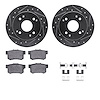 7312-59051 Drilled/Slotted Brake Rotor with 3000-Series Ceramic Brake Pads Kit & Hardware [Silver], 1997-1997 Acura/Honda, Posit - image 1