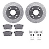 7312-59052 Drilled/Slotted Brake Rotor with 3000-Series Ceramic Brake Pads Kit & Hardware [Silver], 1998-1999 Acura/Honda, Posit - image 1