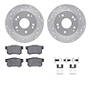 7312-59053 Drilled/Slotted Brake Rotor with 3000-Series Ceramic Brake Pads Kit & Hardware [Silver], 1998-2002 Acura/Honda, Posit - image 1