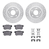 7312-59054 Drilled/Slotted Brake Rotor with 3000-Series Ceramic Brake Pads Kit & Hardware [Silver], 2000-2009 Acura/Honda, Posit - image 1