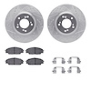7312-59059 Drilled/Slotted Brake Rotor with 3000-Series Ceramic Brake Pads Kit & Hardware [Silver], 2000-2009 Acura/Honda, Posit - image 1