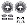 7312-59062 Drilled/Slotted Brake Rotor with 3000-Series Ceramic Brake Pads Kit & Hardware [Silver], 2001-2008 Acura/Honda, Posit - image 1