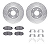 7312-59064 Drilled/Slotted Brake Rotor with 3000-Series Ceramic Brake Pads Kit & Hardware [Silver], 2003-2017 Acura/Honda, Posit - image 1