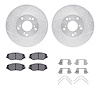 7312-59065 Drilled/Slotted Brake Rotor with 3000-Series Ceramic Brake Pads Kit & Hardware [Silver], 2002-2015 Acura/Honda, Posit - image 1