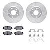 7312-59066 Drilled/Slotted Brake Rotor with 3000-Series Ceramic Brake Pads Kit & Hardware [Silver], 2016-2021 Acura/Honda, Posit - image 1