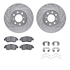 7312-59071 Drilled/Slotted Brake Rotor with 3000-Series Ceramic Brake Pads Kit & Hardware [Silver], 2003-2008 Acura/Honda, Posit - image 1
