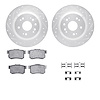 7312-59075 Drilled/Slotted Brake Rotor with 3000-Series Ceramic Brake Pads Kit & Hardware [Silver], 2010-2015 Acura/Honda, Posit - image 1