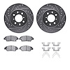 7312-59079 Drilled/Slotted Brake Rotor with 3000-Series Ceramic Brake Pads Kit & Hardware [Silver], 2009-2014 Acura/Honda, Posit - image 1
