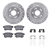7312-59082 Drilled/Slotted Brake Rotor with 3000-Series Ceramic Brake Pads Kit & Hardware [Silver], 2008-2017 Acura/Honda, Posit - image 1