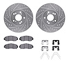 7312-59083 Drilled/Slotted Brake Rotor with 3000-Series Ceramic Brake Pads Kit & Hardware [Silver], 1999-2014 Acura/Honda, Posit - image 1