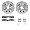 7312-59087 Drilled/Slotted Brake Rotor with 3000-Series Ceramic Brake Pads Kit & Hardware [Silver], Fits Select Acura/Honda, Pos - image 1