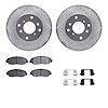 7312-59088 Drilled/Slotted Brake Rotor with 3000-Series Ceramic Brake Pads Kit & Hardware [Silver], 1998-2002 Acura/Honda, Posit - image 1