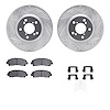 7312-59092 Drilled/Slotted Brake Rotor with 3000-Series Ceramic Brake Pads Kit & Hardware [Silver], 2006-2014 Acura/Honda, Posit - image 1