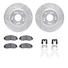 7312-59094 Drilled/Slotted Brake Rotor with 3000-Series Ceramic Brake Pads Kit & Hardware [Silver], 2013-2015 Acura/Honda, Posit - image 1