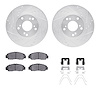 7312-59095 Drilled/Slotted Brake Rotor with 3000-Series Ceramic Brake Pads Kit & Hardware [Silver], 2003-2021 Acura/Honda, Posit - image 1