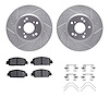 7312-59096 Drilled/Slotted Brake Rotor with 3000-Series Ceramic Brake Pads Kit & Hardware [Silver], Fits Select Acura/Honda, Pos - image 1