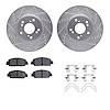 7312-59097 Drilled/Slotted Brake Rotor with 3000-Series Ceramic Brake Pads Kit & Hardware [Silver], Fits Select Acura/Honda, Pos - image 1