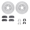 7312-59099 Drilled/Slotted Brake Rotor with 3000-Series Ceramic Brake Pads Kit & Hardware [Silver], Fits Select Acura/Honda, Pos - image 1