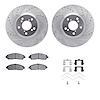 7312-59100 Drilled/Slotted Brake Rotor with 3000-Series Ceramic Brake Pads Kit & Hardware [Silver], 2007-2020 Acura/Honda, Posit - image 1