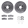 7312-59101 Drilled/Slotted Brake Rotor with 3000-Series Ceramic Brake Pads Kit & Hardware [Silver], Fits Select Acura/Honda, Pos - image 1