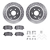 7312-59102 Drilled/Slotted Brake Rotor with 3000-Series Ceramic Brake Pads Kit & Hardware [Silver], 2007-2017 Acura/Honda, Posit - image 1