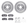 7312-59103 Drilled/Slotted Brake Rotor with 3000-Series Ceramic Brake Pads Kit & Hardware [Silver], Fits Select Acura/Honda, Pos - image 1