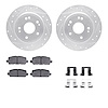 7312-59105 Drilled/Slotted Brake Rotor with 3000-Series Ceramic Brake Pads Kit & Hardware [Silver], Fits Select Acura/Honda, Pos - image 1