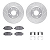 7312-59106 Drilled/Slotted Brake Rotor with 3000-Series Ceramic Brake Pads Kit & Hardware [Silver], 2016-2017 Acura/Honda, Posit - image 1