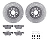 7312-59110 Drilled/Slotted Brake Rotor with 3000-Series Ceramic Brake Pads Kit & Hardware [Silver], 2019-2019 Acura/Honda, Posit - image 1