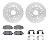 7312-59111 Drilled/Slotted Brake Rotor with 3000-Series Ceramic Brake Pads Kit & Hardware [Silver], Fits Select Acura/Honda, Pos - image 1