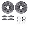 7312-59113 Drilled/Slotted Brake Rotor with 3000-Series Ceramic Brake Pads Kit & Hardware [Silver], Fits Select Acura/Honda, Pos - image 1